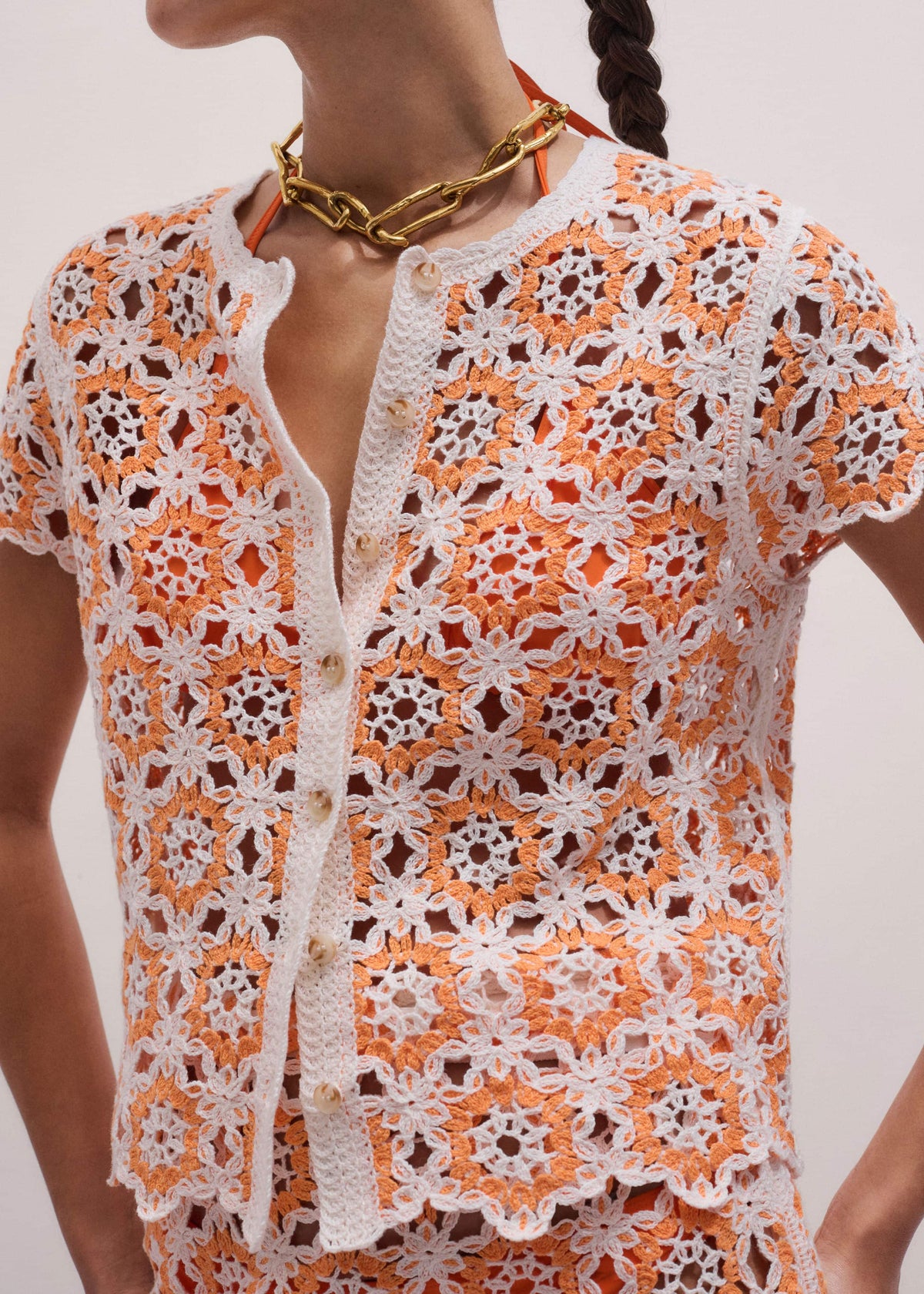 ME+EM Clothing Floral Crochet Orange Beach Baby Tee