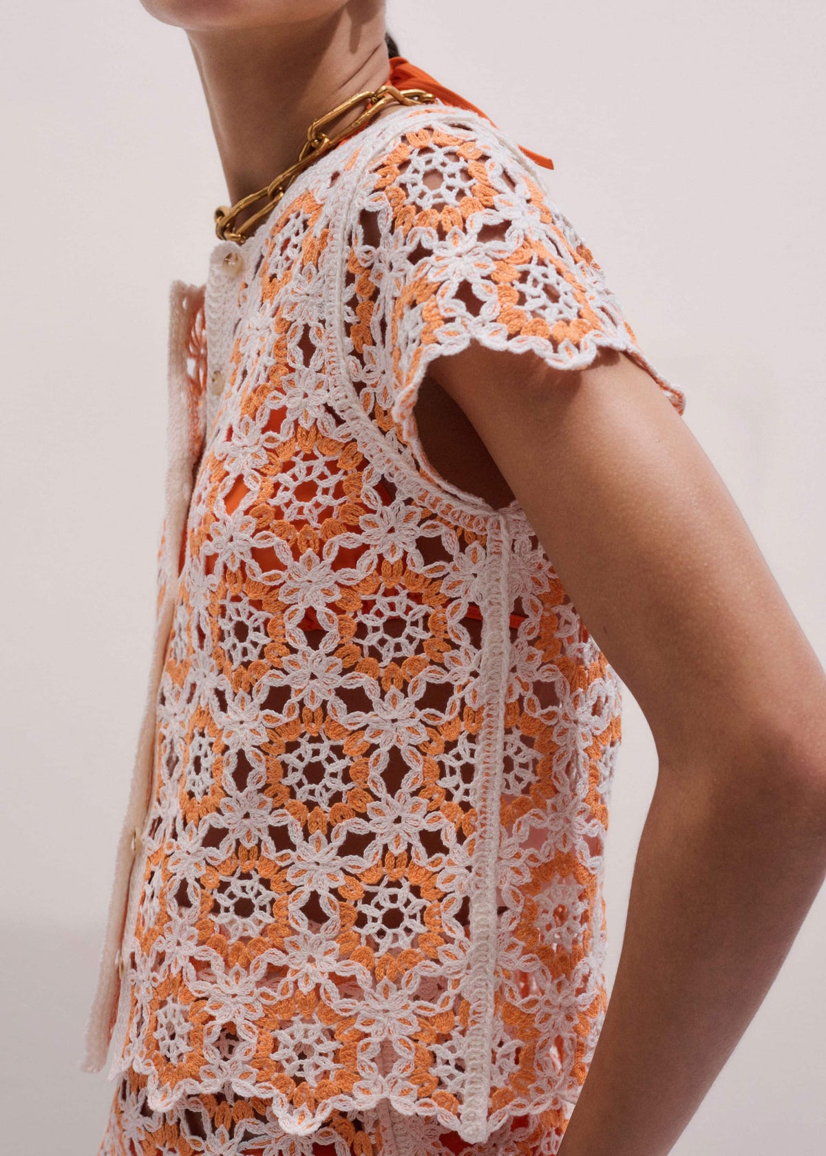 ME+EM Clothing Floral Crochet Orange Beach Baby Tee