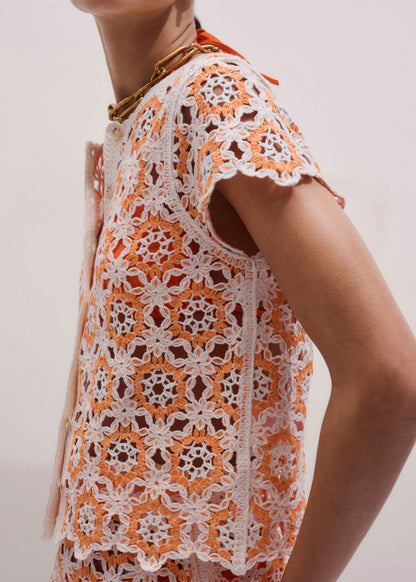 ME+EM Clothing Floral Crochet Orange Beach Baby Tee