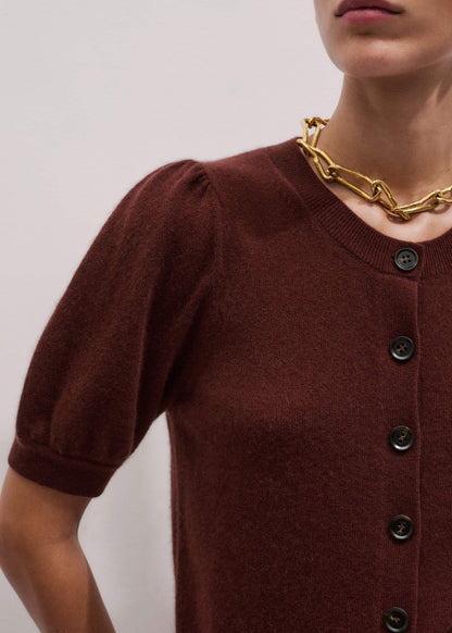 ME+EM Clothing Cinnamon Brown Cashmere Feminine Sleeve Cardi