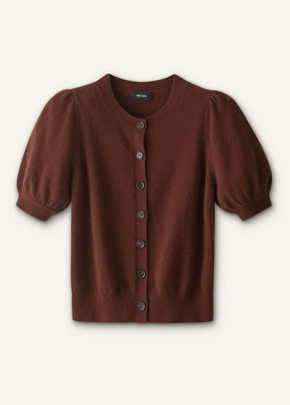 ME+EM Clothing Cinnamon Brown Cashmere Feminine Sleeve Cardi