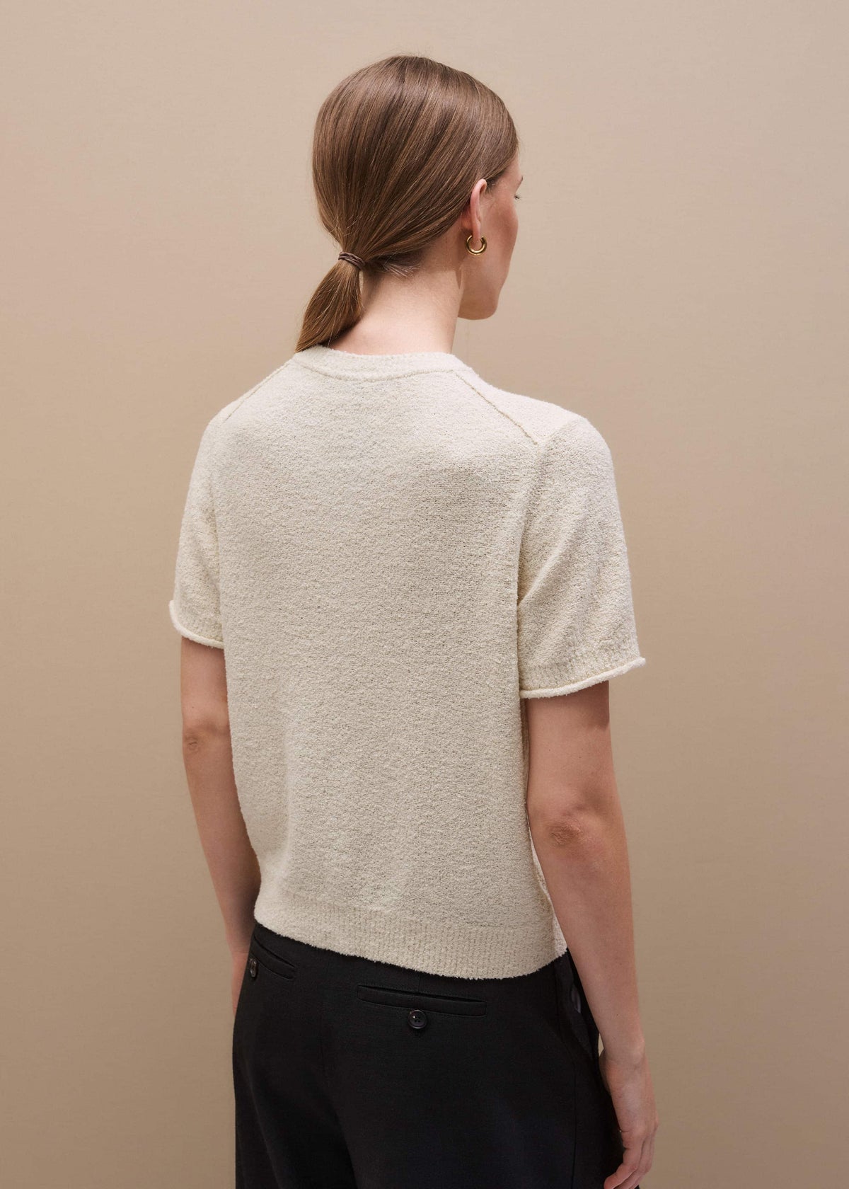 ME+EM Clothing Cream Short Sleeve Cardigan