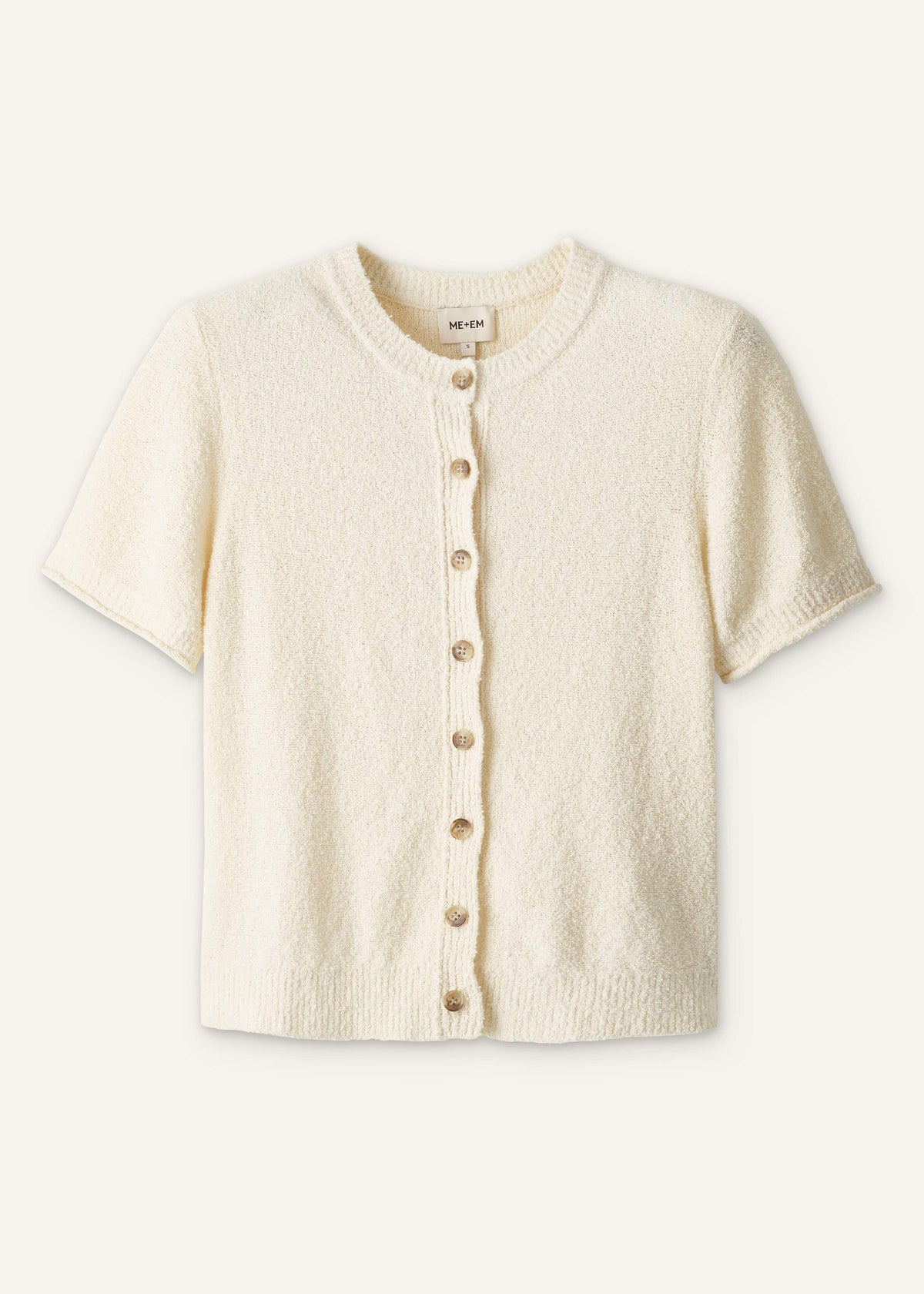 ME+EM Clothing Cream Short Sleeve Cardigan