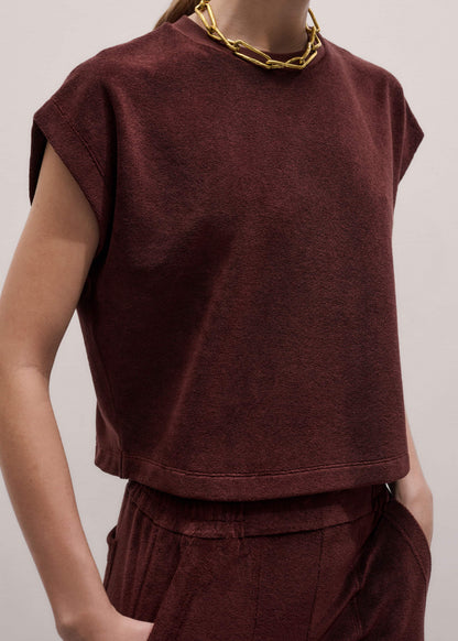 ME+EM Clothing Cinnamon Brown Cap Sleeve Crop Tee