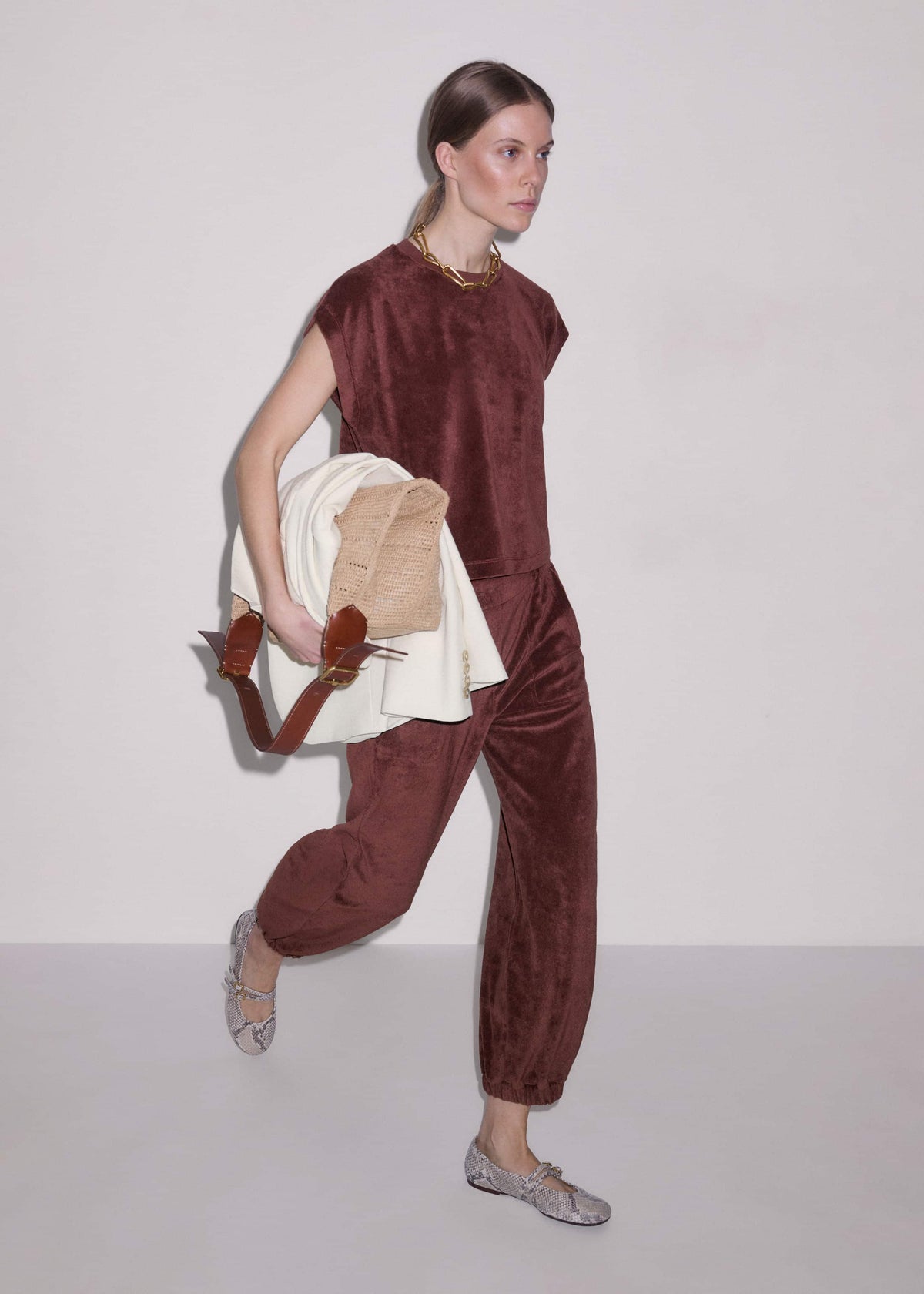 ME+EM Clothing Cinnamon Brown Cap Sleeve Crop Tee