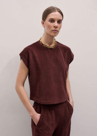 ME+EM Clothing Cinnamon Brown Cap Sleeve Crop Tee