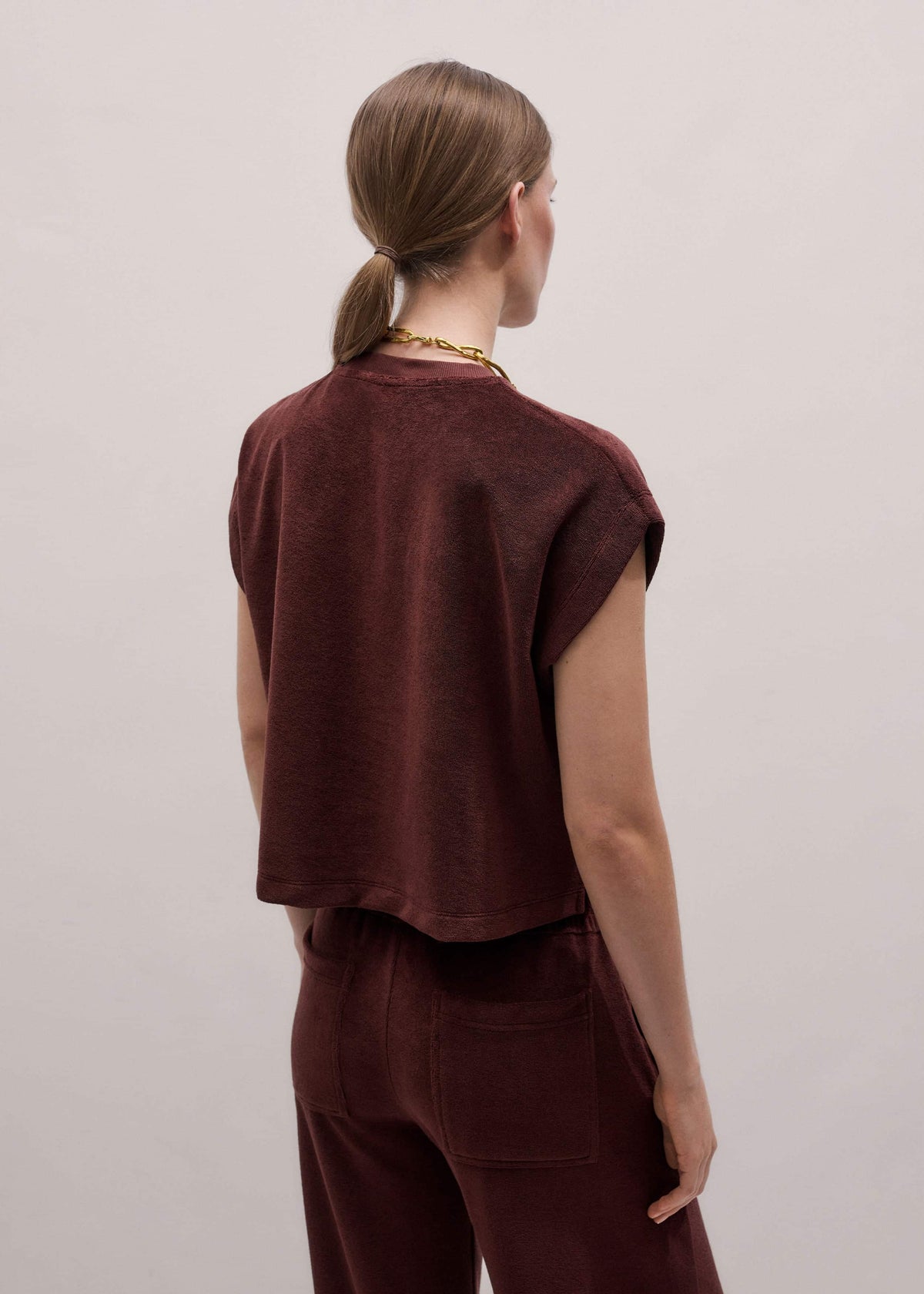 ME+EM Clothing Cinnamon Brown Cap Sleeve Crop Tee