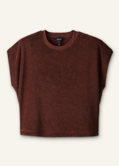 ME+EM Clothing Cinnamon Brown Cap Sleeve Crop Tee