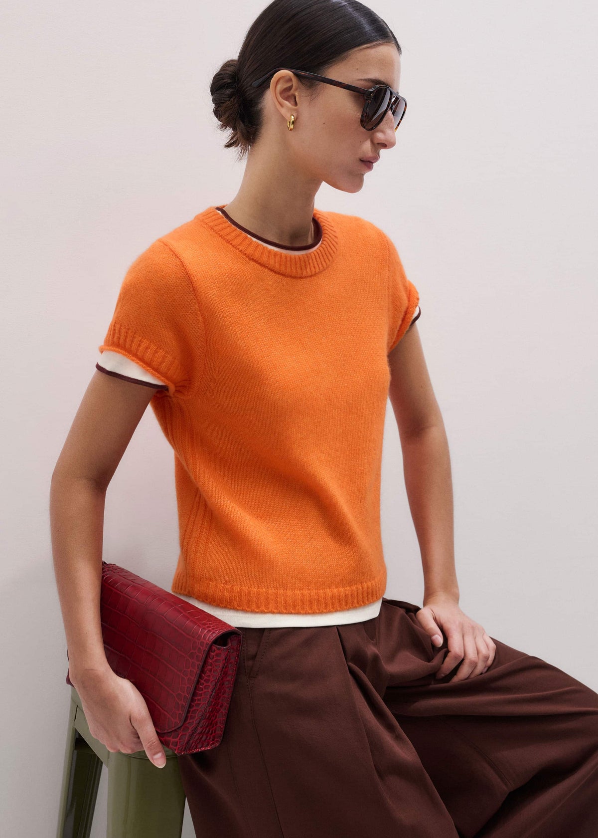 ME+EM Clothing Orange Merino Cashmere Silk Baby Tee