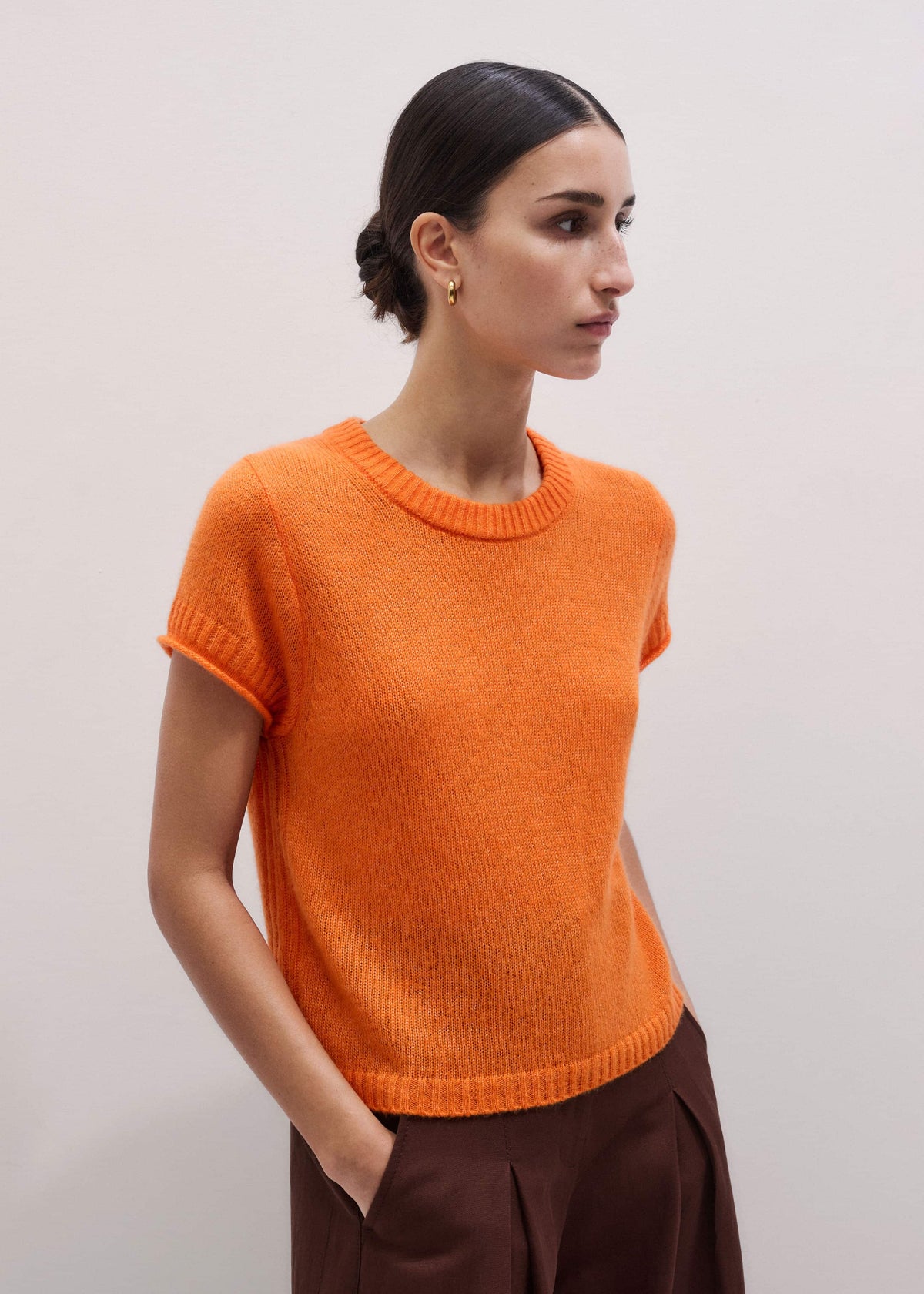 ME+EM Clothing Orange Merino Cashmere Silk Baby Tee
