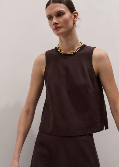 ME+EM Clothing Brown Crochet Trim Crop Top