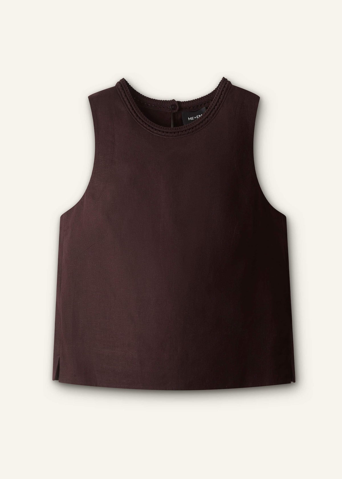 ME+EM Clothing Brown Crochet Trim Crop Top