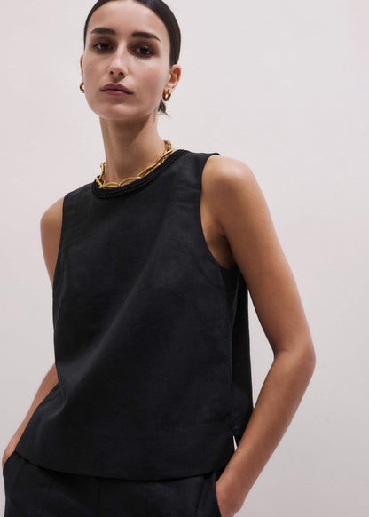 ME+EM Clothing Black Crochet Trim Crop Top