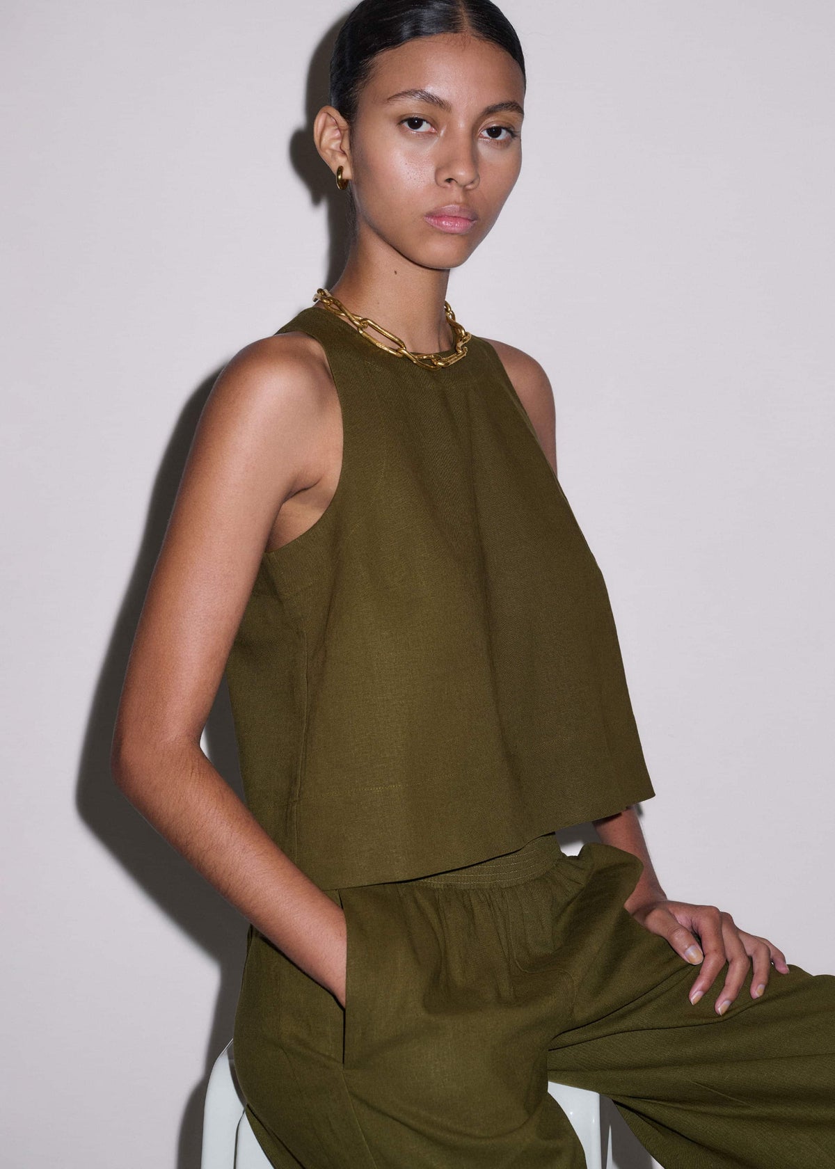 ME+EM Clothing Olive Green Shell Crop Top