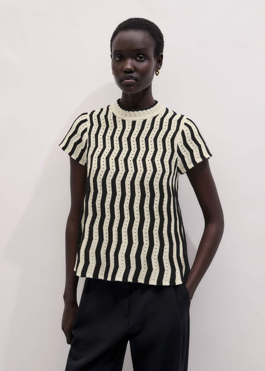 ME+EM Clothing Cream Textured Pointelle Knit Swing Top