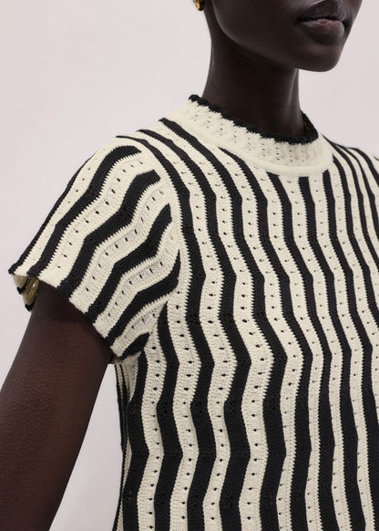 ME+EM Clothing Cream Textured Pointelle Knit Swing Top