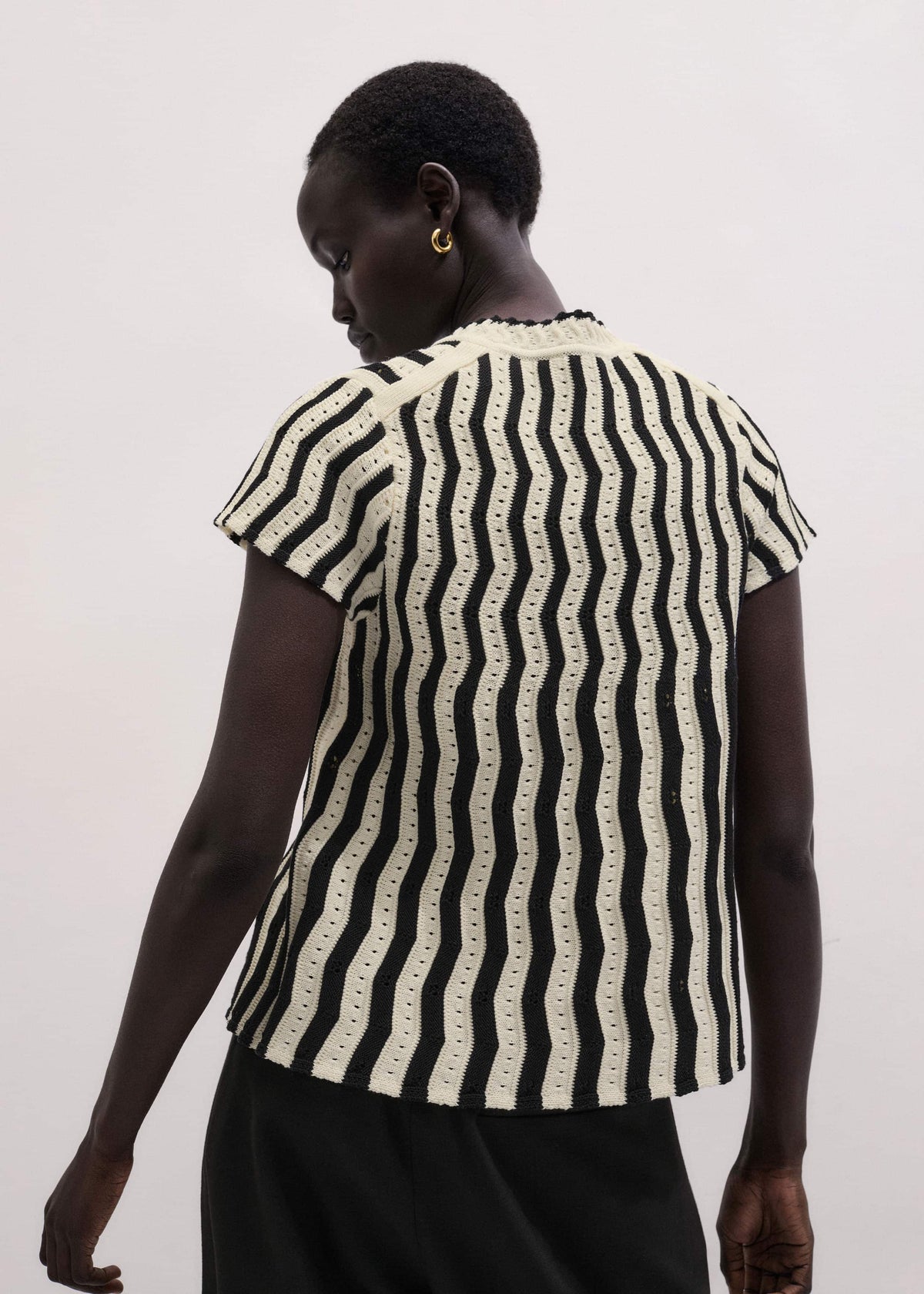 ME+EM Clothing Cream Textured Pointelle Knit Swing Top