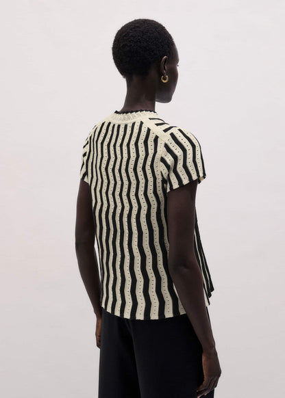 ME+EM Clothing Cream Textured Pointelle Knit Swing Top