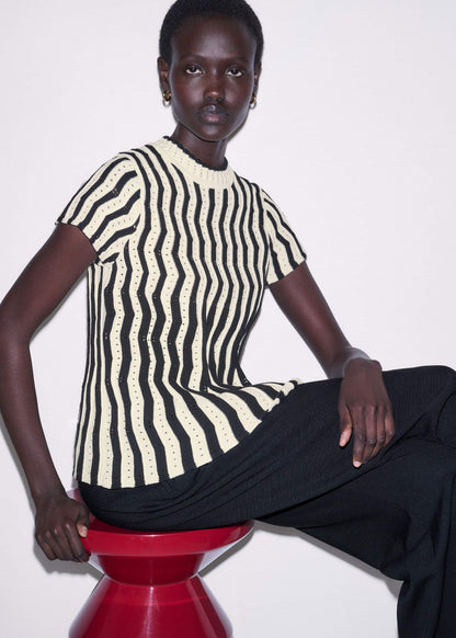 ME+EM Clothing Cream Textured Pointelle Knit Swing Top