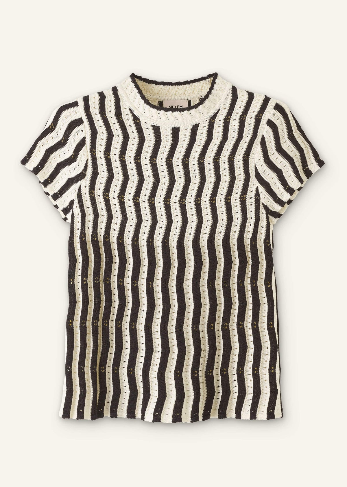 ME+EM Clothing Cream Textured Pointelle Knit Swing Top