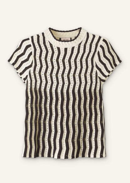 ME+EM Clothing Cream Textured Pointelle Knit Swing Top