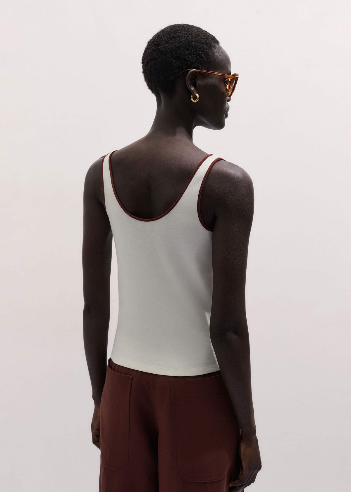 ME+EM Clothing Cream Contrast Trim Slim Vest