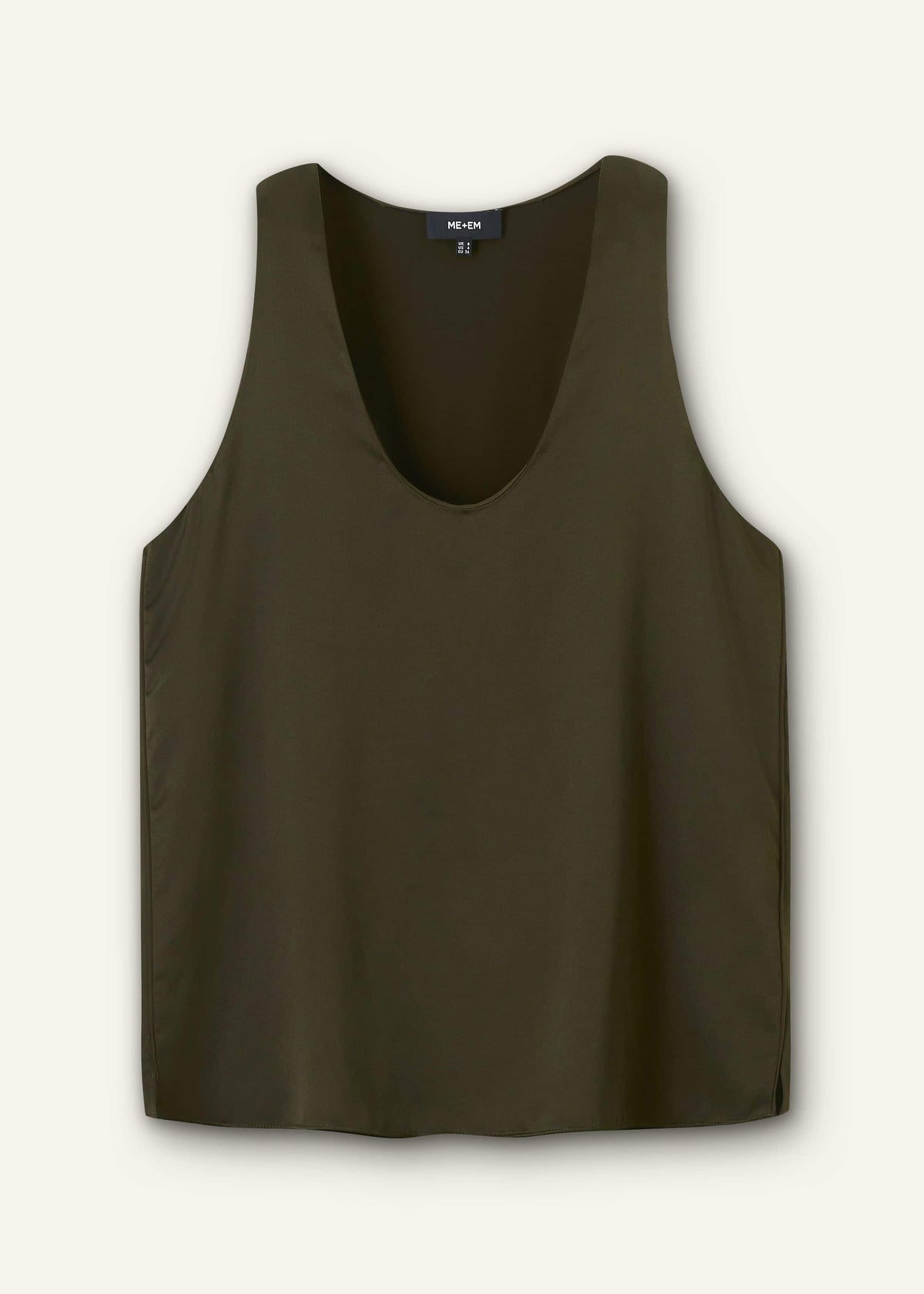 ME+EM Clothing Olive Green Silk Satin Evening Tank Top