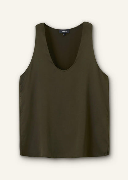 ME+EM Clothing Olive Green Silk Satin Evening Tank Top