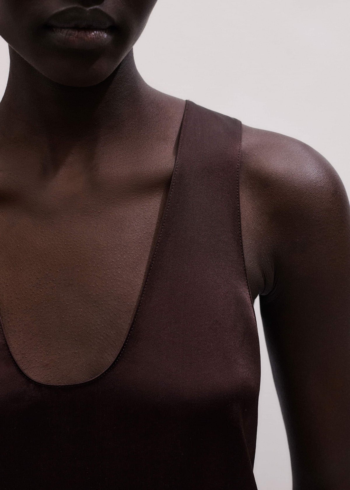 ME+EM Clothing Brown Silk Satin Fluid Evening Tank