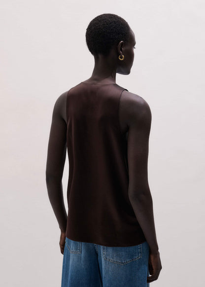 ME+EM Clothing Brown Silk Satin Fluid Evening Tank