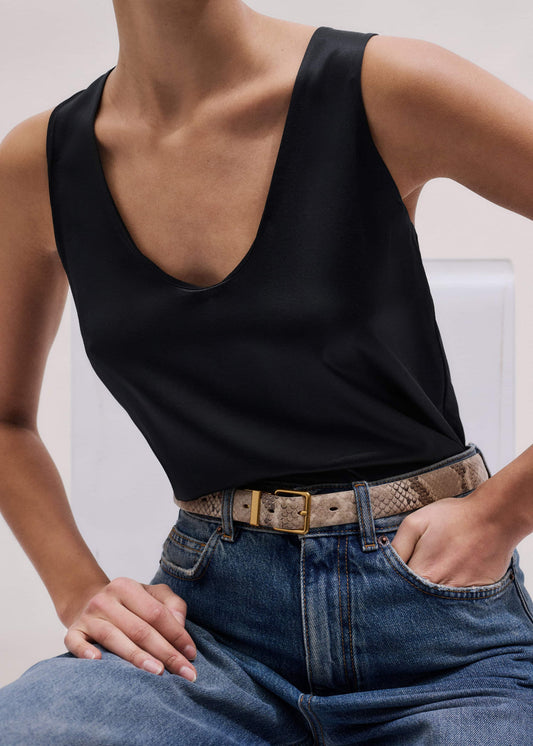 ME+EM Clothing Black Silk Satin Evening Tank Top