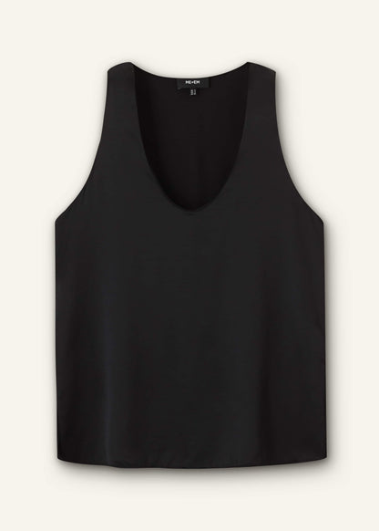 ME+EM Clothing Black Silk Satin Evening Tank Top