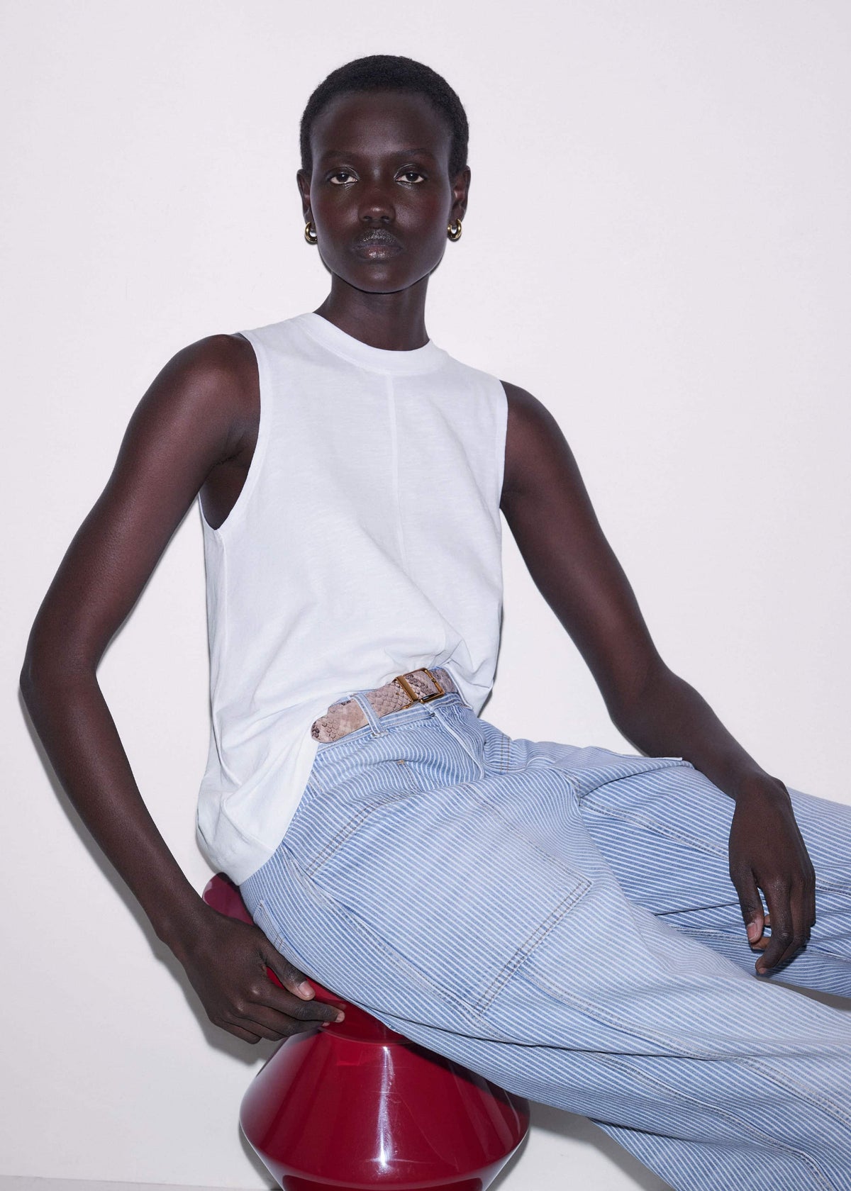 ME+EM Clothing White Racerback Swing Top