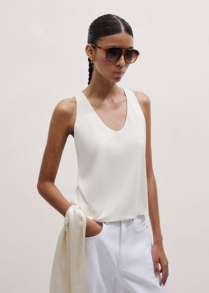 ME+EM Clothing Cream Scoop Neck Vest