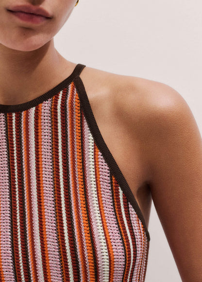 ME+EM Clothing Cinnamon Brown Stripe Slim Knit Tank