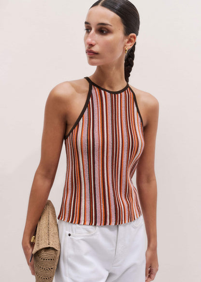 ME+EM Clothing Cinnamon Brown Stripe Slim Knit Tank
