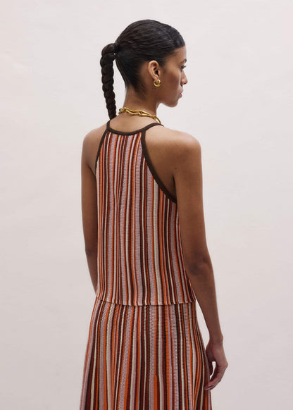 ME+EM Clothing Cinnamon Brown Stripe Slim Knit Tank