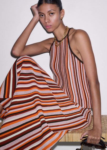 ME+EM Clothing Cinnamon Brown Stripe Slim Knit Tank