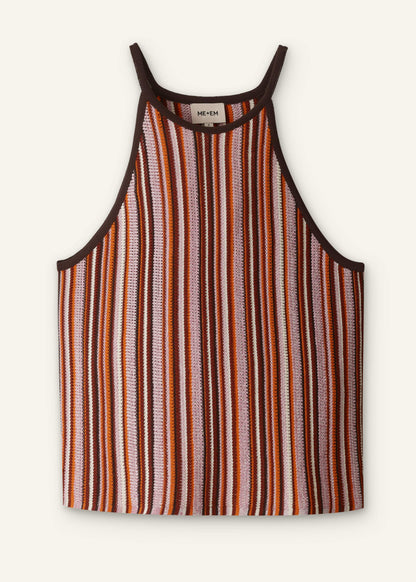 ME+EM Clothing Cinnamon Brown Stripe Slim Knit Tank