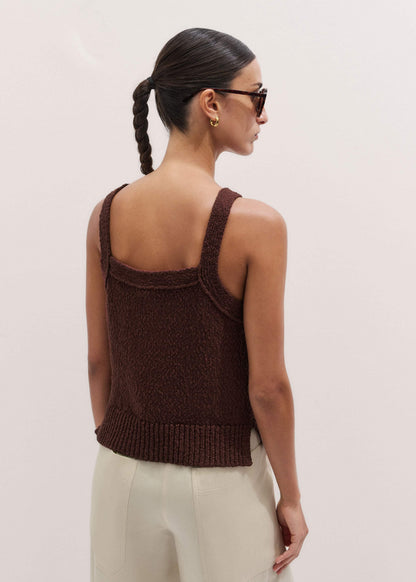ME+EM Clothing Cinnamon Brown Square Neck Knit Top
