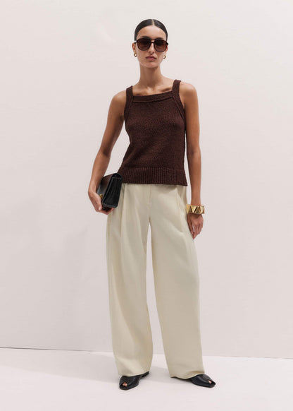 ME+EM Clothing Cinnamon Brown Square Neck Knit Top