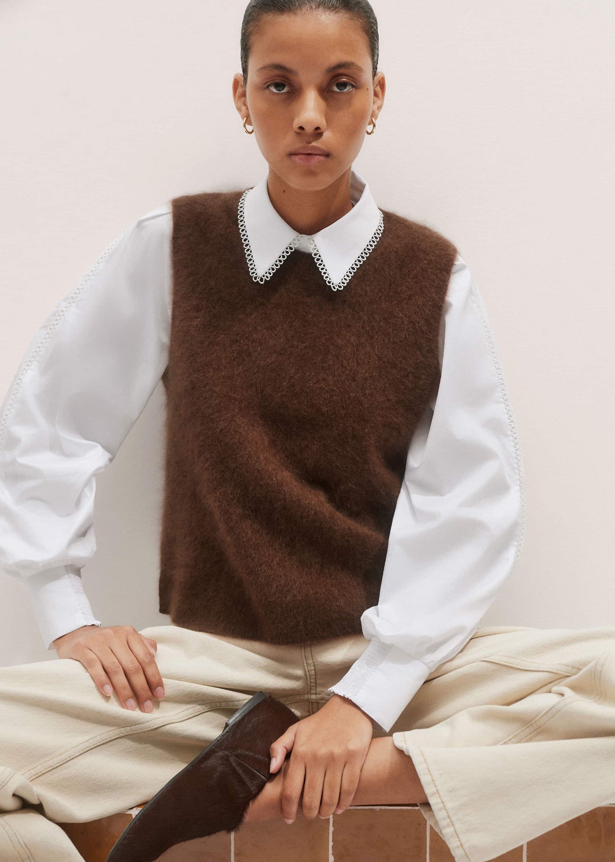 ME+EM Clothing Brown Straight Sweater Vest