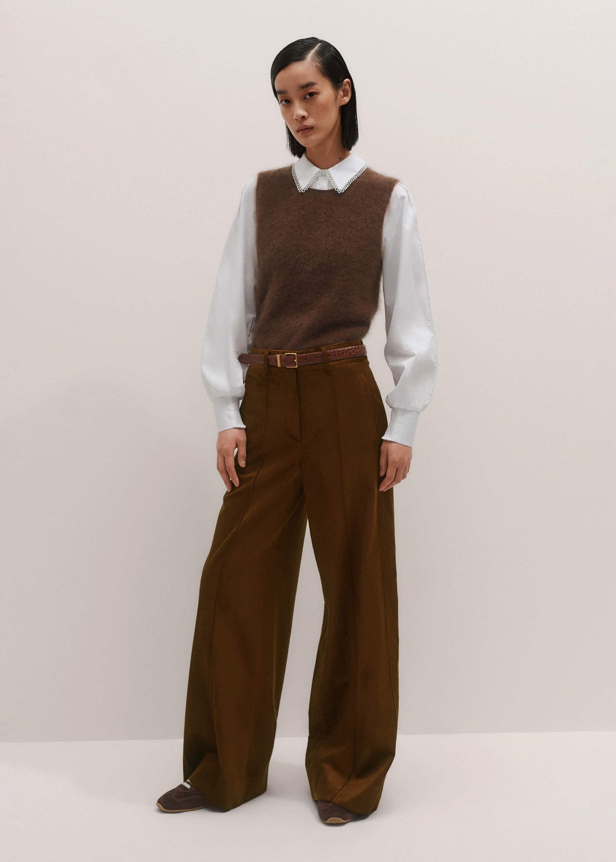 ME+EM Clothing Brown Straight Sweater Vest