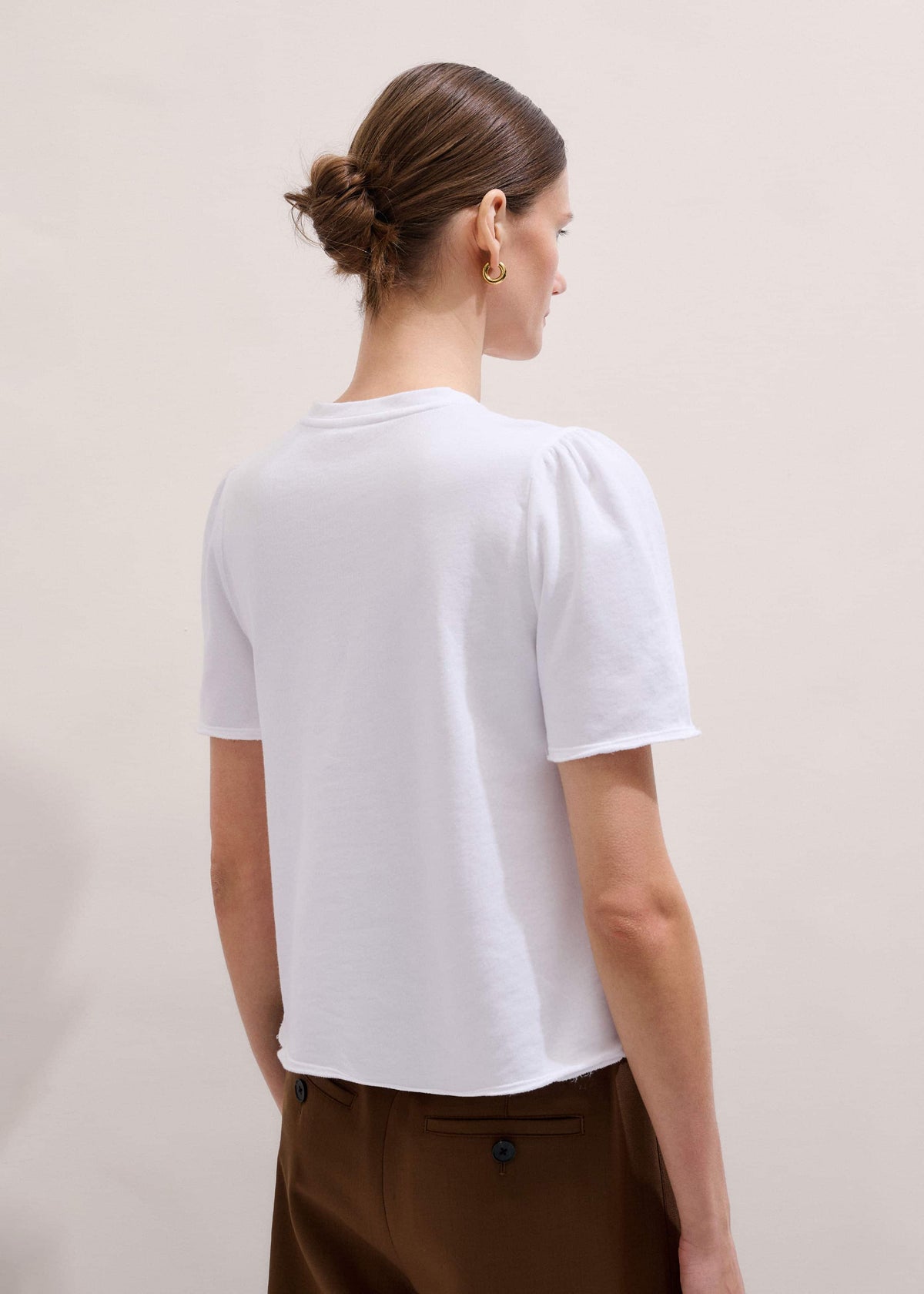 ME+EM Clothing White Raw Edge V-Neck Swing Sweatshirt