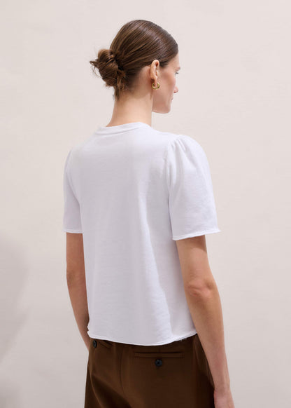 ME+EM Clothing White Raw Edge V-Neck Swing Sweatshirt
