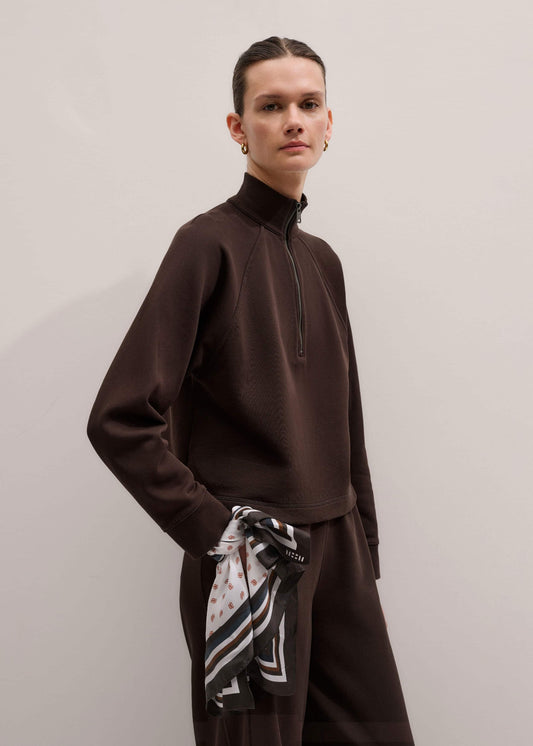 ME+EM Clothing Brown Sweatshirt Cropped Funnel Neck Top