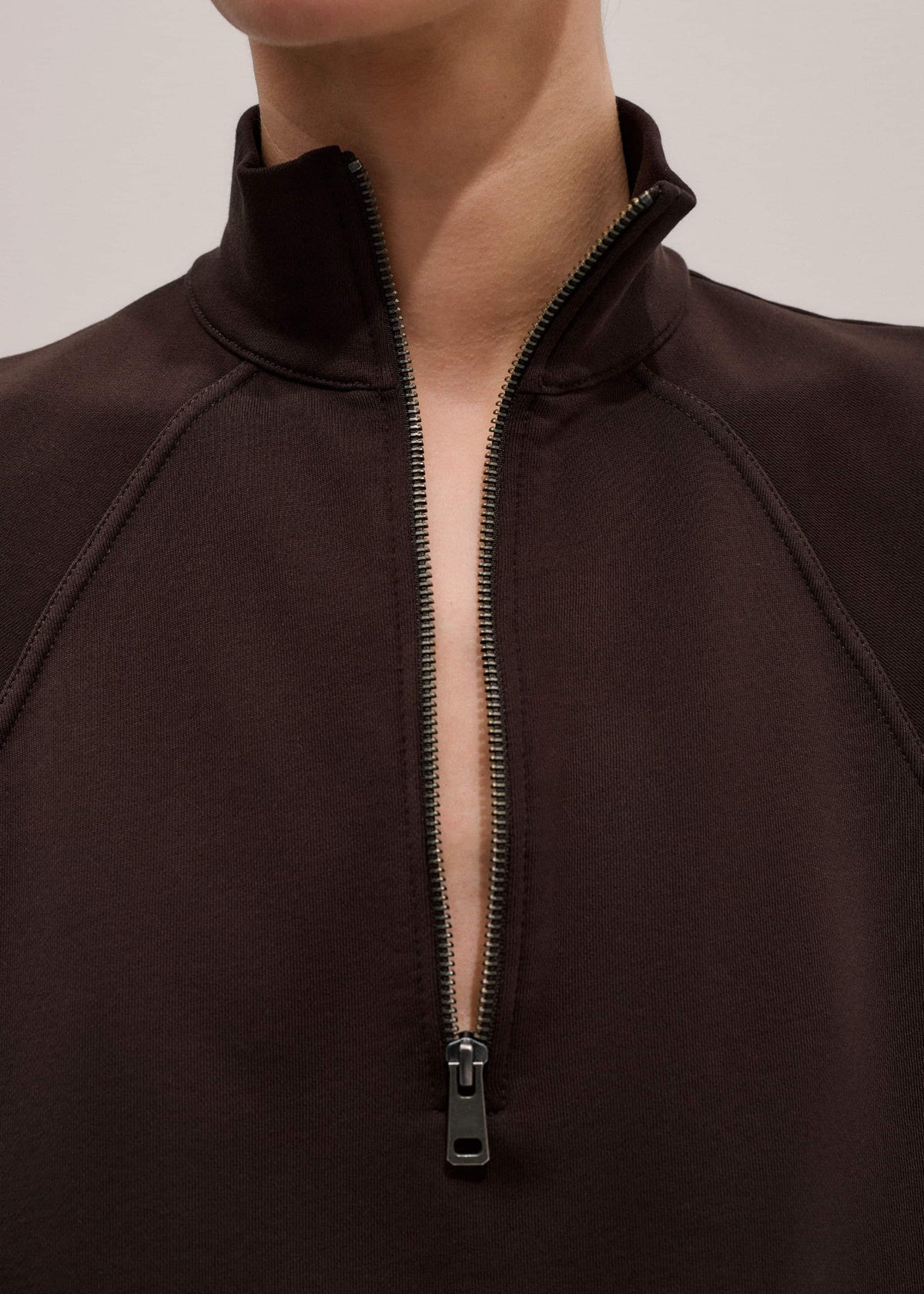 ME+EM Clothing Brown Sweatshirt Cropped Funnel Neck Top