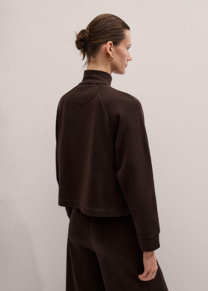 ME+EM Clothing Brown Sweatshirt Cropped Funnel Neck Top