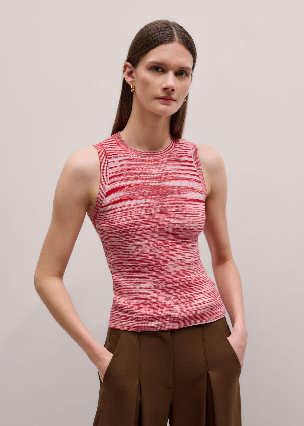 ME+EM Clothing Red Spacedye Slim Fit Knit Vest