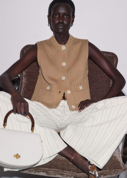 ME+EM Clothing Brown Straight Crop Vest
